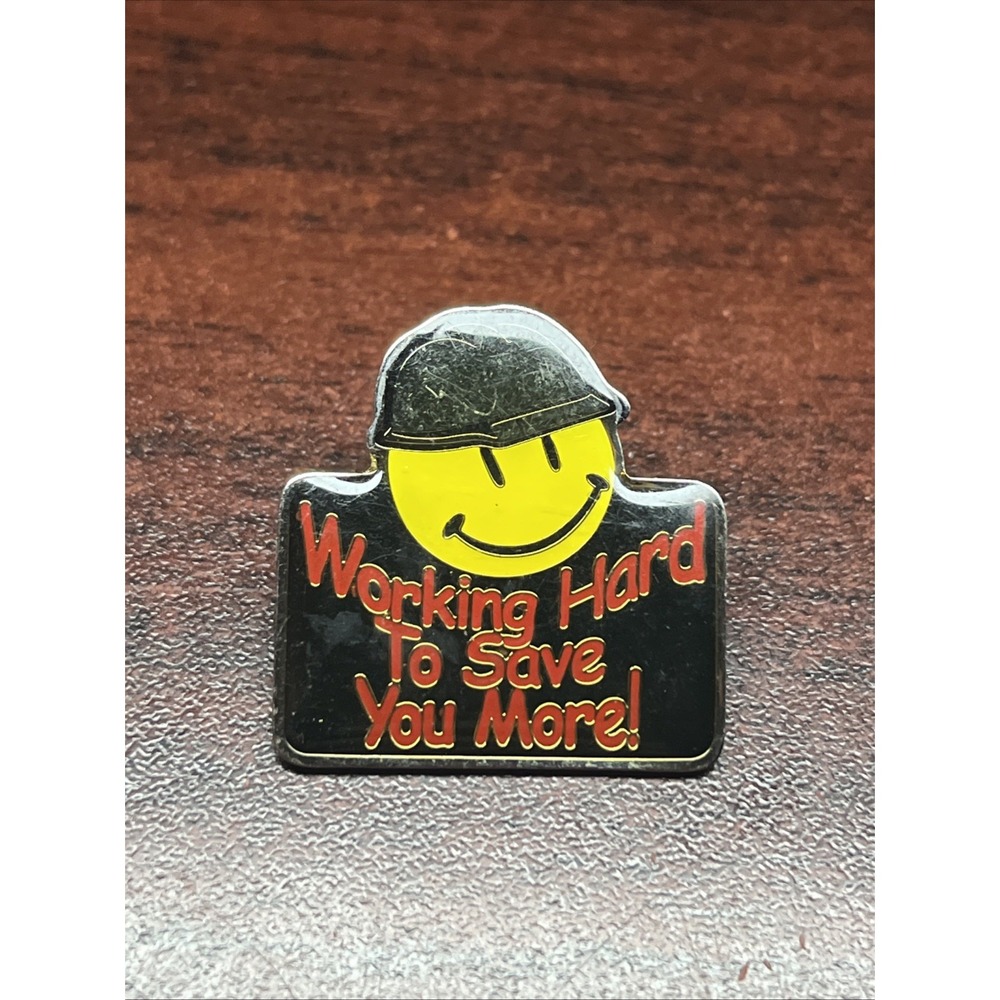 Walmart Smiley‎ Mascot Hard Hat "Working Hard To Save You More!" Lapel Hat Pin
